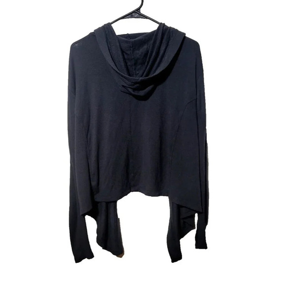 Athleta Nirvana Wrap Open Cardigan Small Black Athleisure Stretch Comfort Hooded - Picture 2 of 14